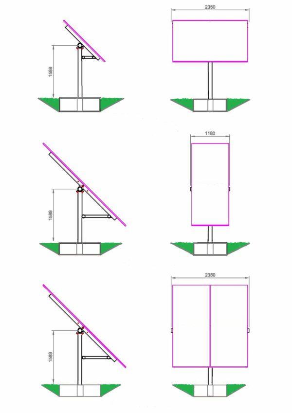 T System Rack 3 Panel T rack | 1 kw mono ground mounting kit | Dragons Breath Solar