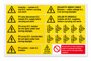 Solar PV electrical installation safety labels