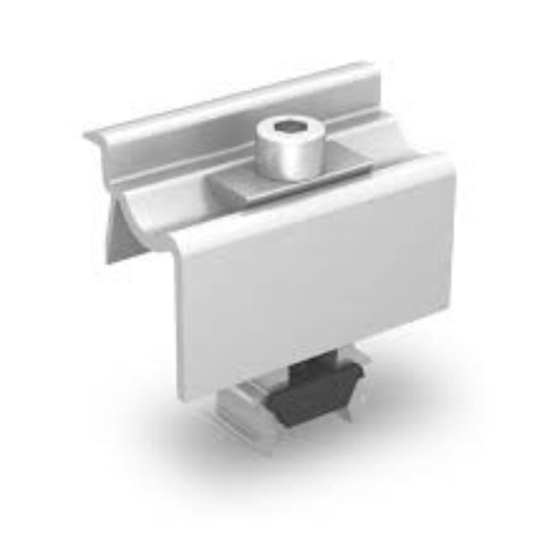 K2 universal solar panel end clamps in anodized silver finish