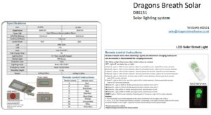 DBS155 solar walkway light specification