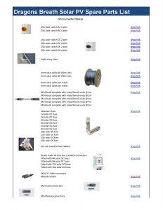 Solar panel grid spare parts data sheet