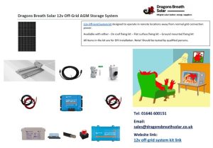 12v off-grid DIY kit including panel AGM battery inverter and all mechanical equipment needed to complete installation