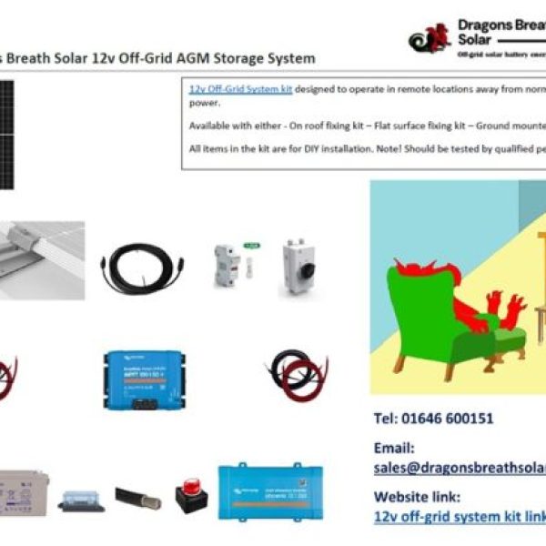 12v off-grid DIY 1 panel kit including AGM battery