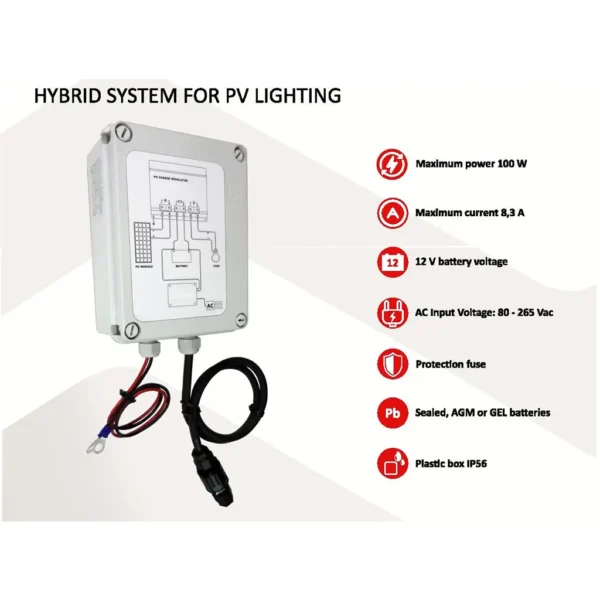 Hybrid battery solar lighting system 230Vac