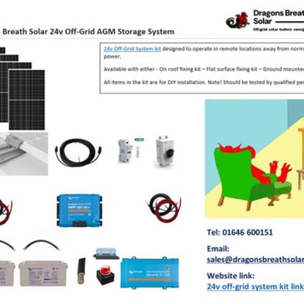 24v off-grid DIY 4 panel kit including AGM battery