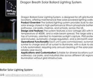 Dragons Breath Solar bollard lighting system for low level illumination all night long