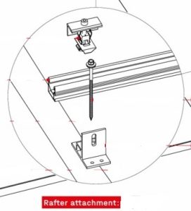Bitumen roof solar fixing bracket rafter assembly with screw